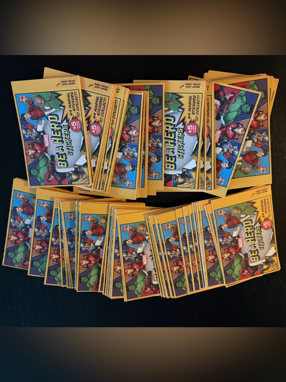 100 PACKS 12025 Marvel Be A Hero Loblaws Superstore Sticker Card Pack
